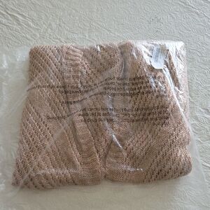 NWT WOW Couture Rose Gold Crochet Maxi Open-Front Kimono Duster